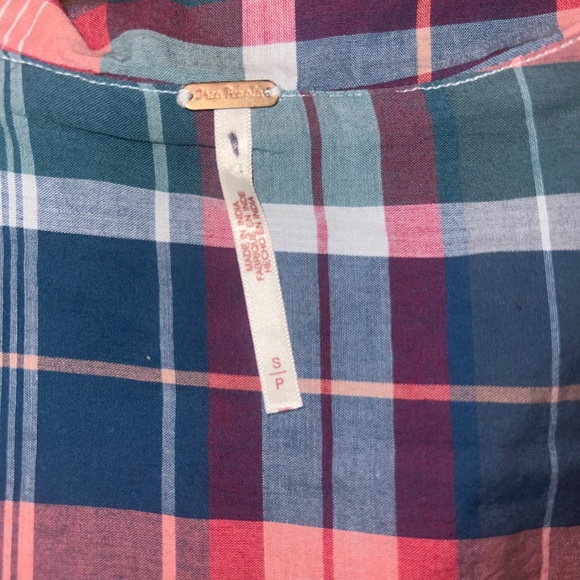 Free People Molly Ruffle Top Plaid Size Small - Picture 6 of 7